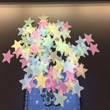 Load image into Gallery viewer, 100pcs/bag 3cm Glow in Dark Toys Luminous Star Stickers Bedroom Sofa Fluorescent Painting Toy PVC Stickers for Kids Room