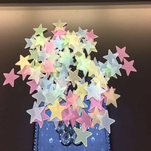 100pcs/bag 3cm Glow in Dark Toys Luminous Star Stickers Bedroom Sofa Fluorescent Painting Toy PVC Stickers for Kids Room