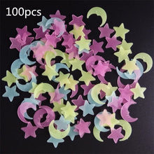Load image into Gallery viewer, 100pcs/bag 3cm Glow in Dark Toys Luminous Star Stickers Bedroom Sofa Fluorescent Painting Toy PVC Stickers for Kids Room